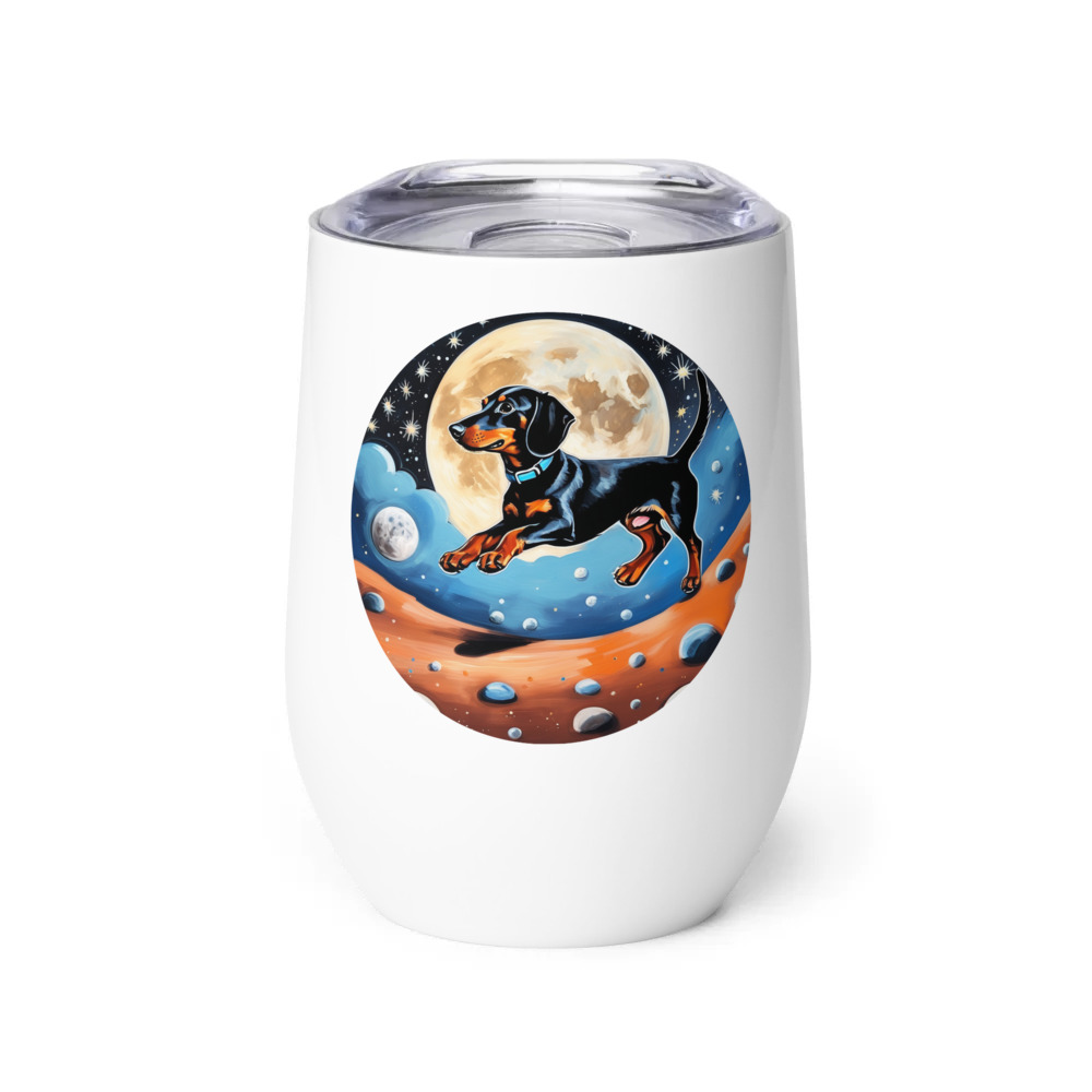 PugMug Custom Black Dachshund Wine Tumbler