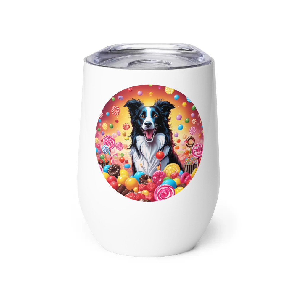 PugMug Custom Border Collie Wine Tumbler