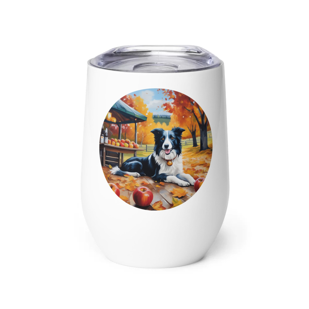 PugMug Custom Border Collie Wine Tumbler