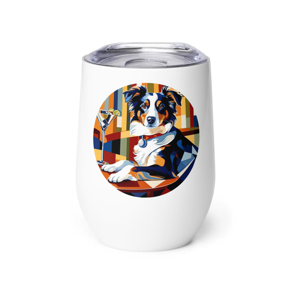 PugMug Custom Miniature American Shepherd Wine Tumbler