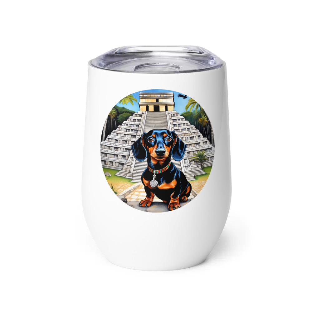 PugMug Custom Black Dachshund Wine Tumbler