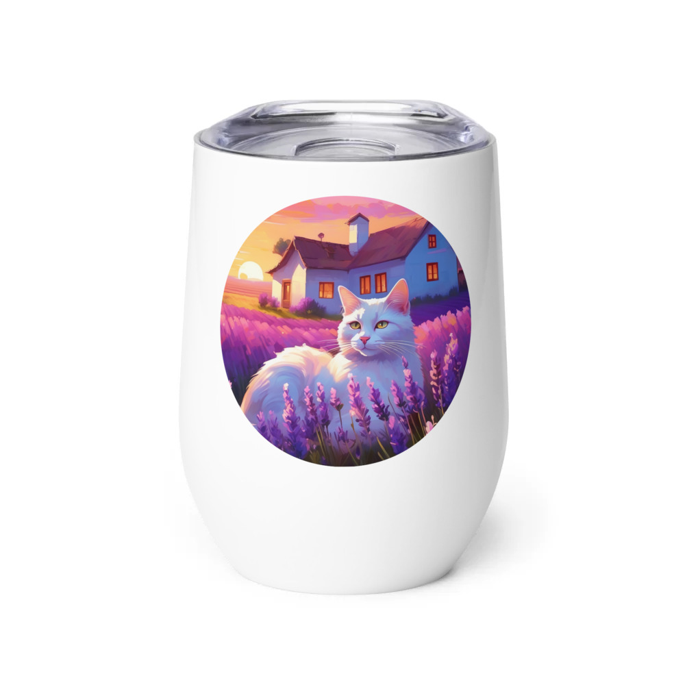 PugMug Custom White Companion Cat Wine Tumbler
