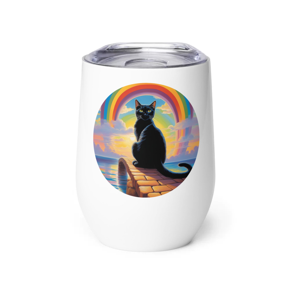 PugMug Custom Black Companion Cat Wine Tumbler
