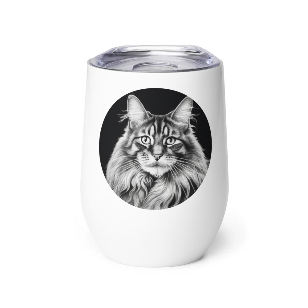 PugMug Custom Tabby Maine Coon Cat Wine Tumbler