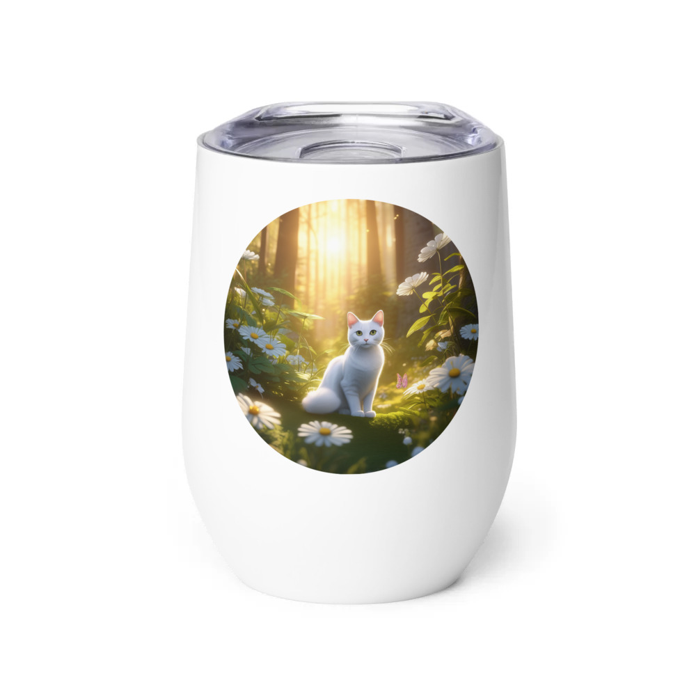 PugMug Custom White American Shorthair Cat Wine Tumbler
