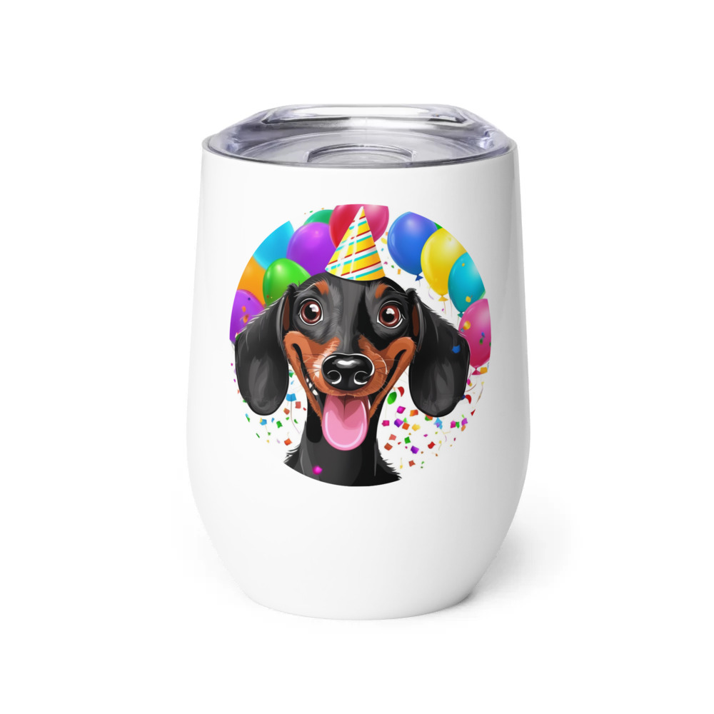 PugMug Custom Black Dachshund Wine Tumbler