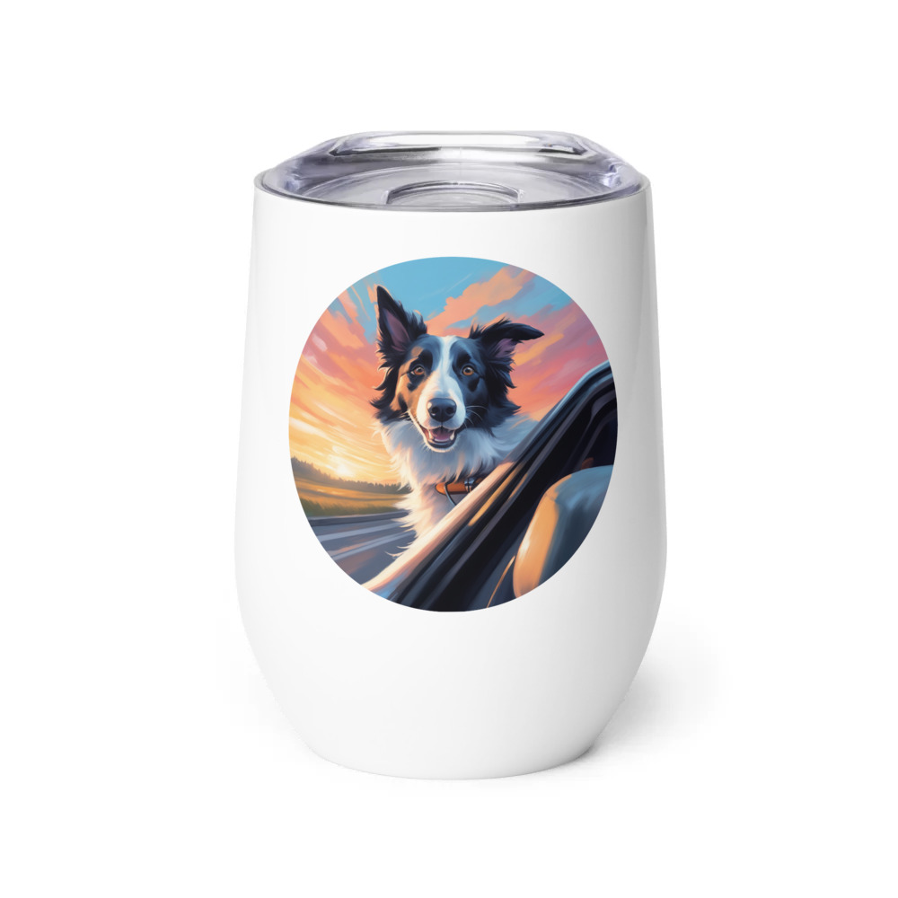 PugMug Custom Border Collie Wine Tumbler