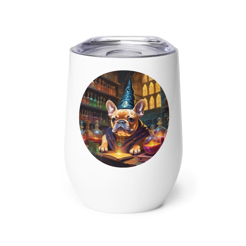 PugMug Custom Tan French Bulldog Wine Tumbler