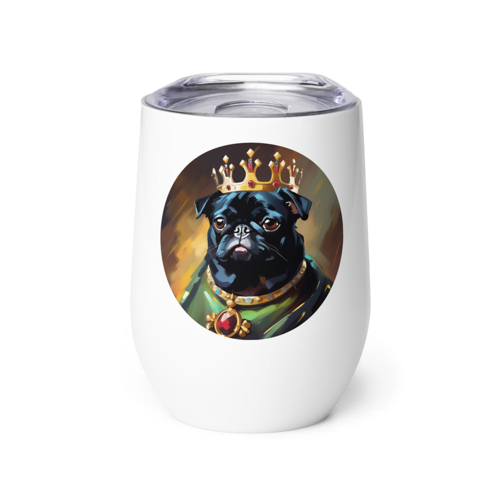PugMug Custom Black Pug Wine Tumbler