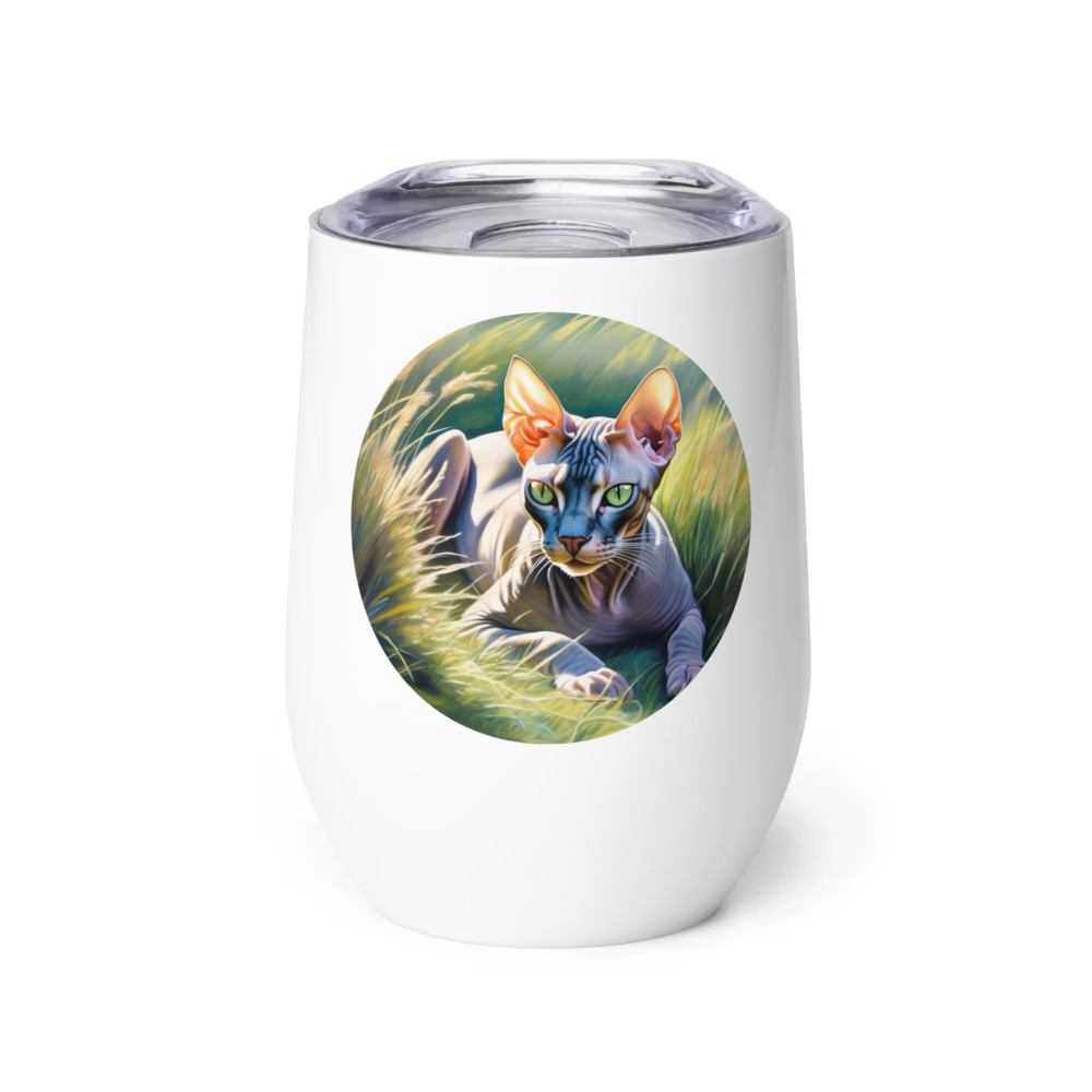 PugMug Custom Tabby Sphynx Cat Wine Tumbler