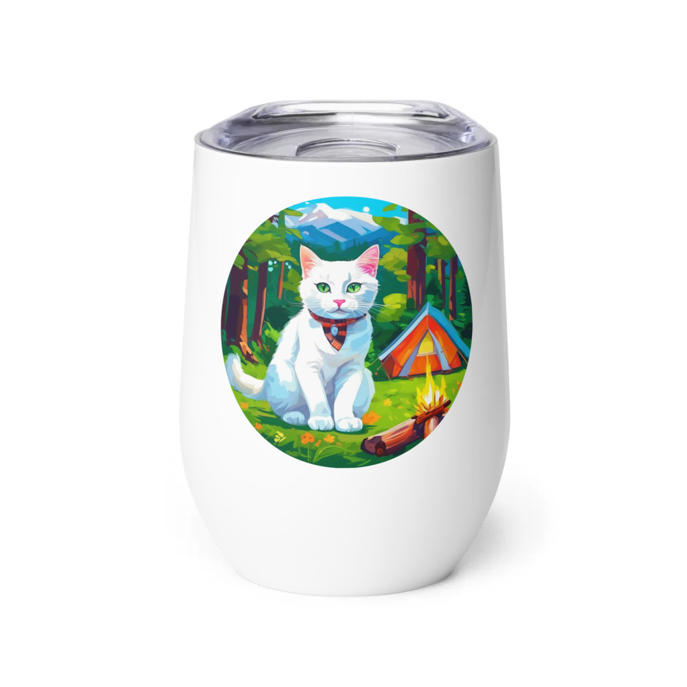 PugMug Custom White Companion Cat Wine Tumbler