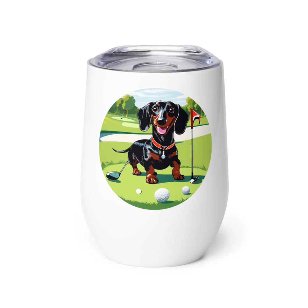 PugMug Custom Black Dachshund Wine Tumbler