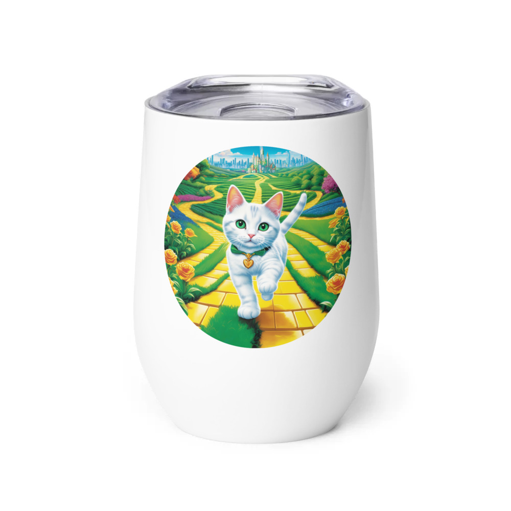 PugMug Custom White Companion Cat Wine Tumbler