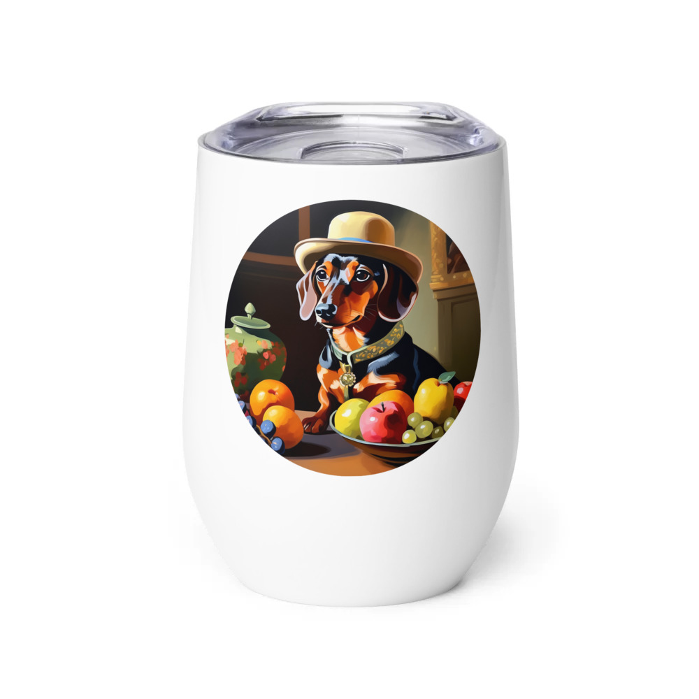 PugMug Custom Tan Dachshund Wine Tumbler