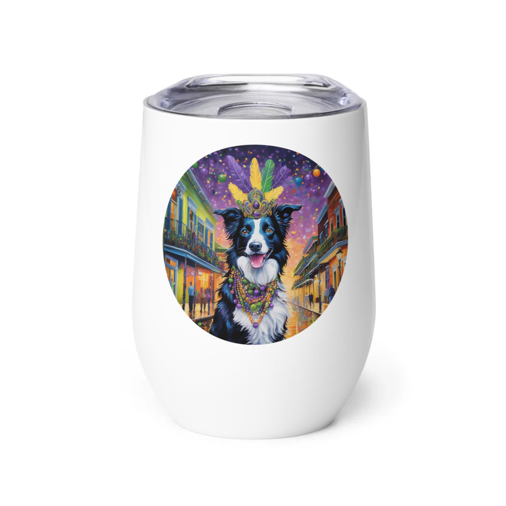 PugMug Custom Border Collie Wine Tumbler