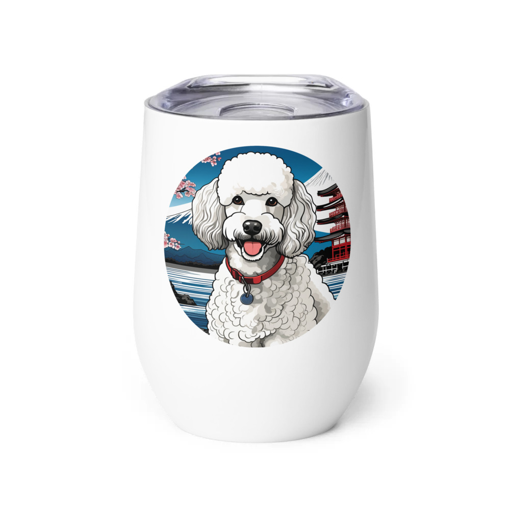 PugMug Custom White Poodle Wine Tumbler