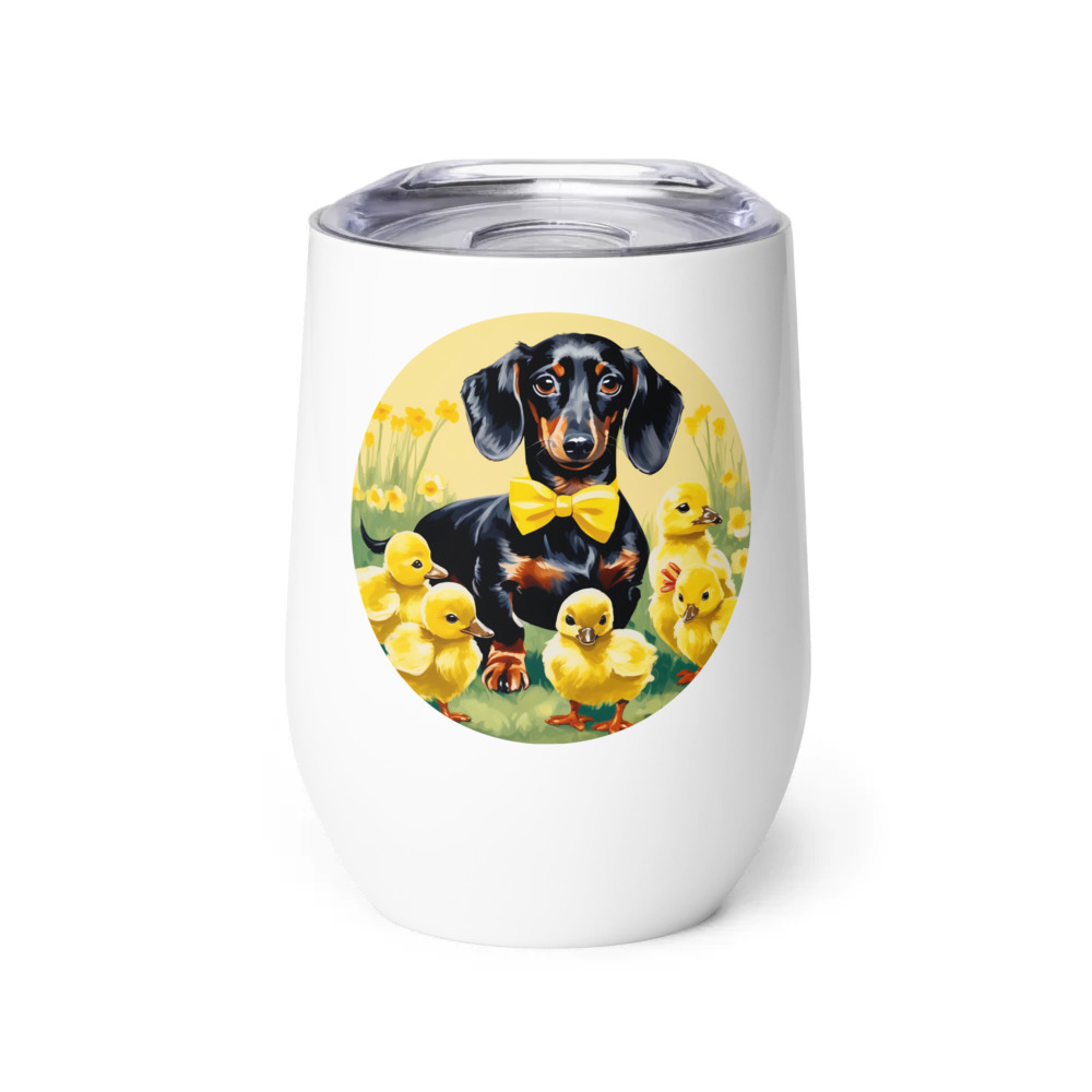 PugMug Custom Black Dachshund Wine Tumbler