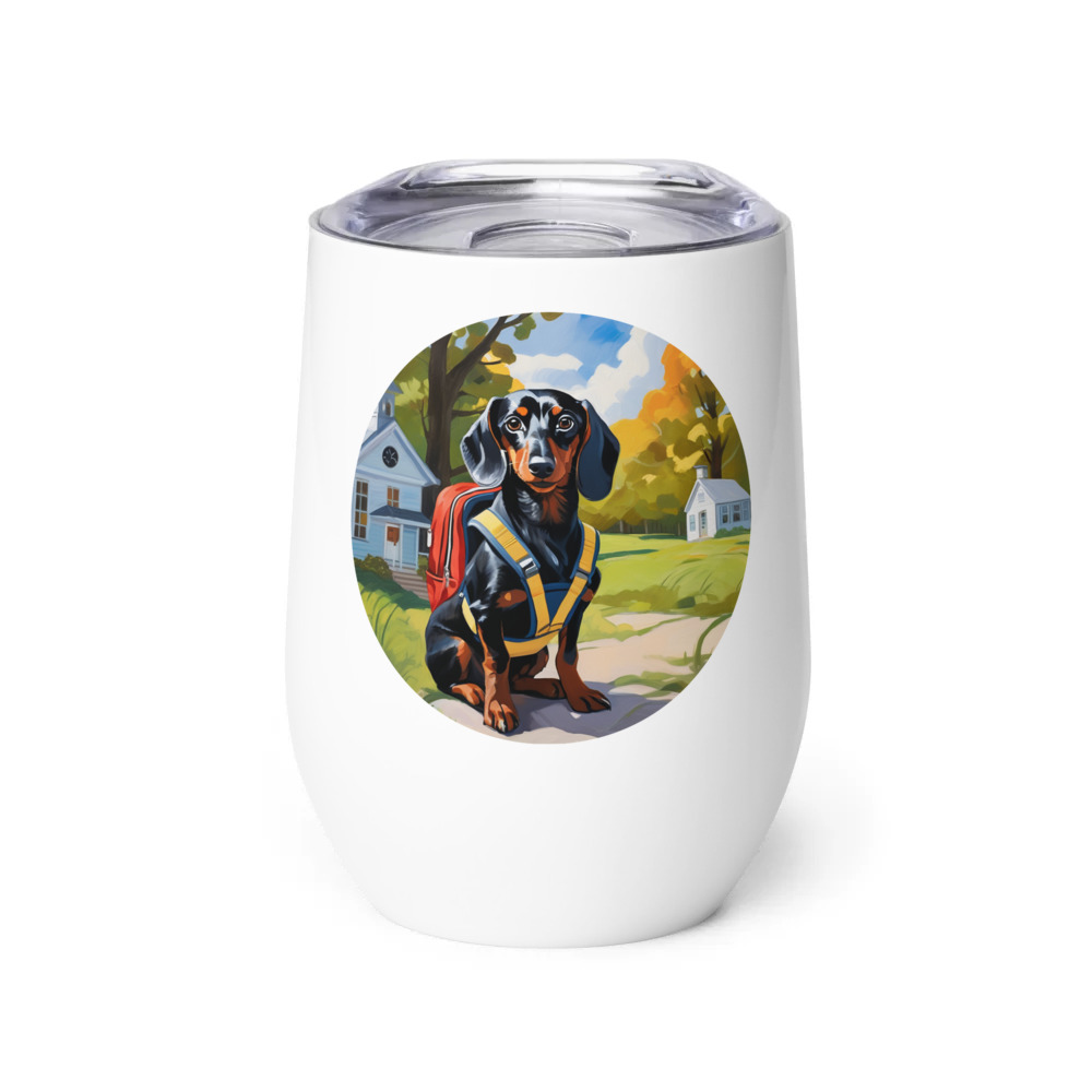PugMug Custom Black Dachshund Wine Tumbler