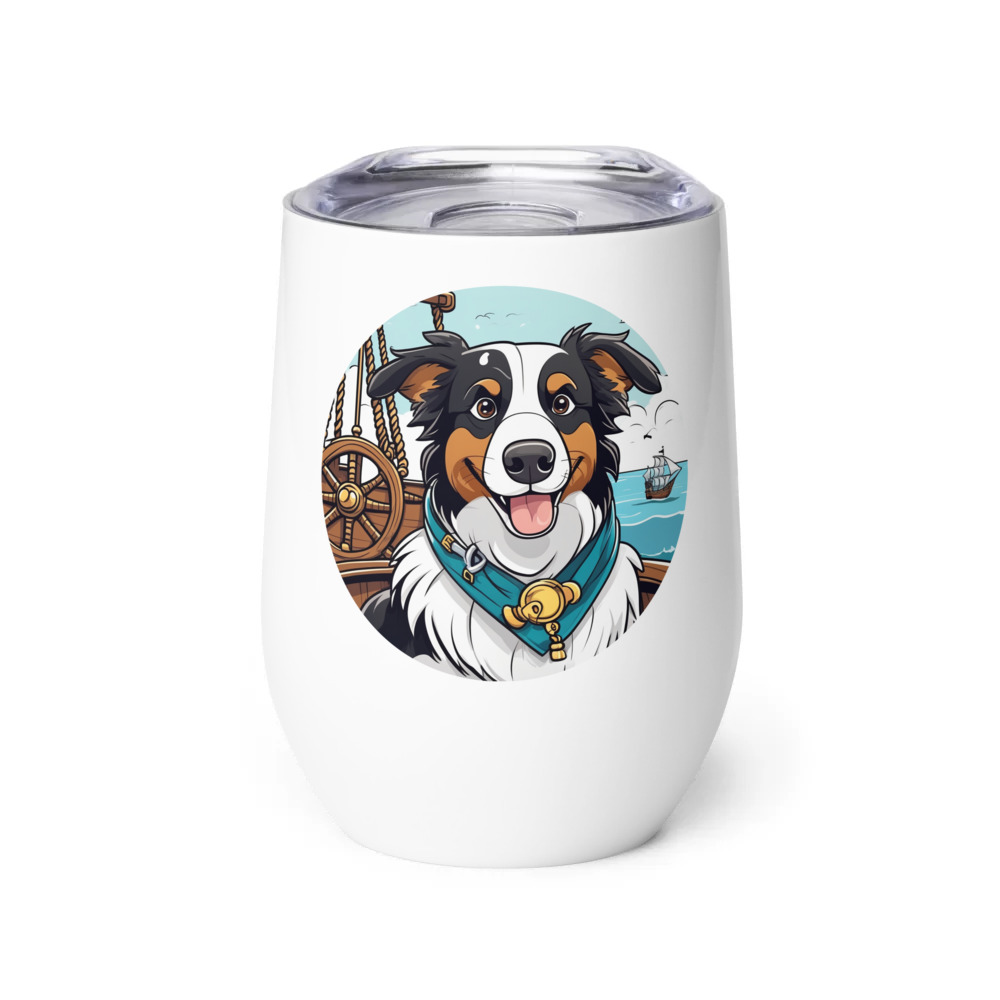 PugMug Custom Border Collie Wine Tumbler