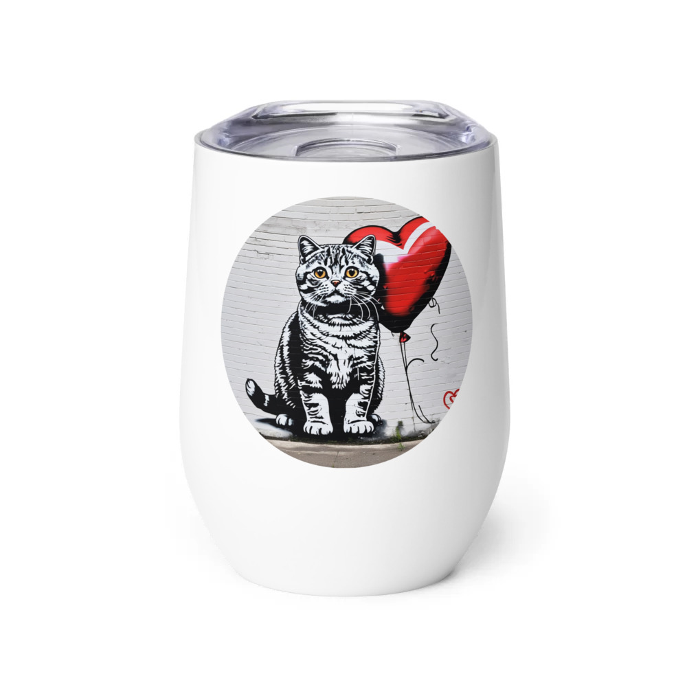 PugMug Custom Tabby Scottish Fold Cat Wine Tumbler