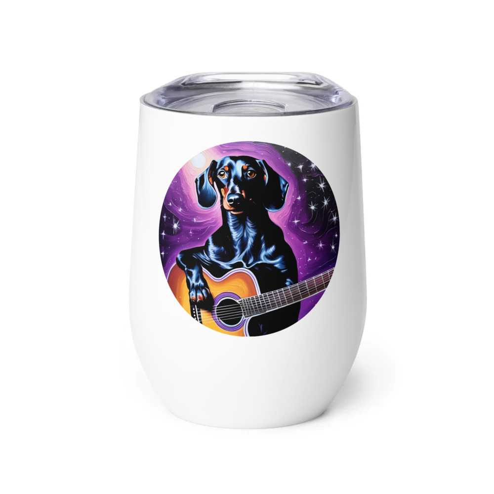 PugMug Custom Black Dachshund Wine Tumbler