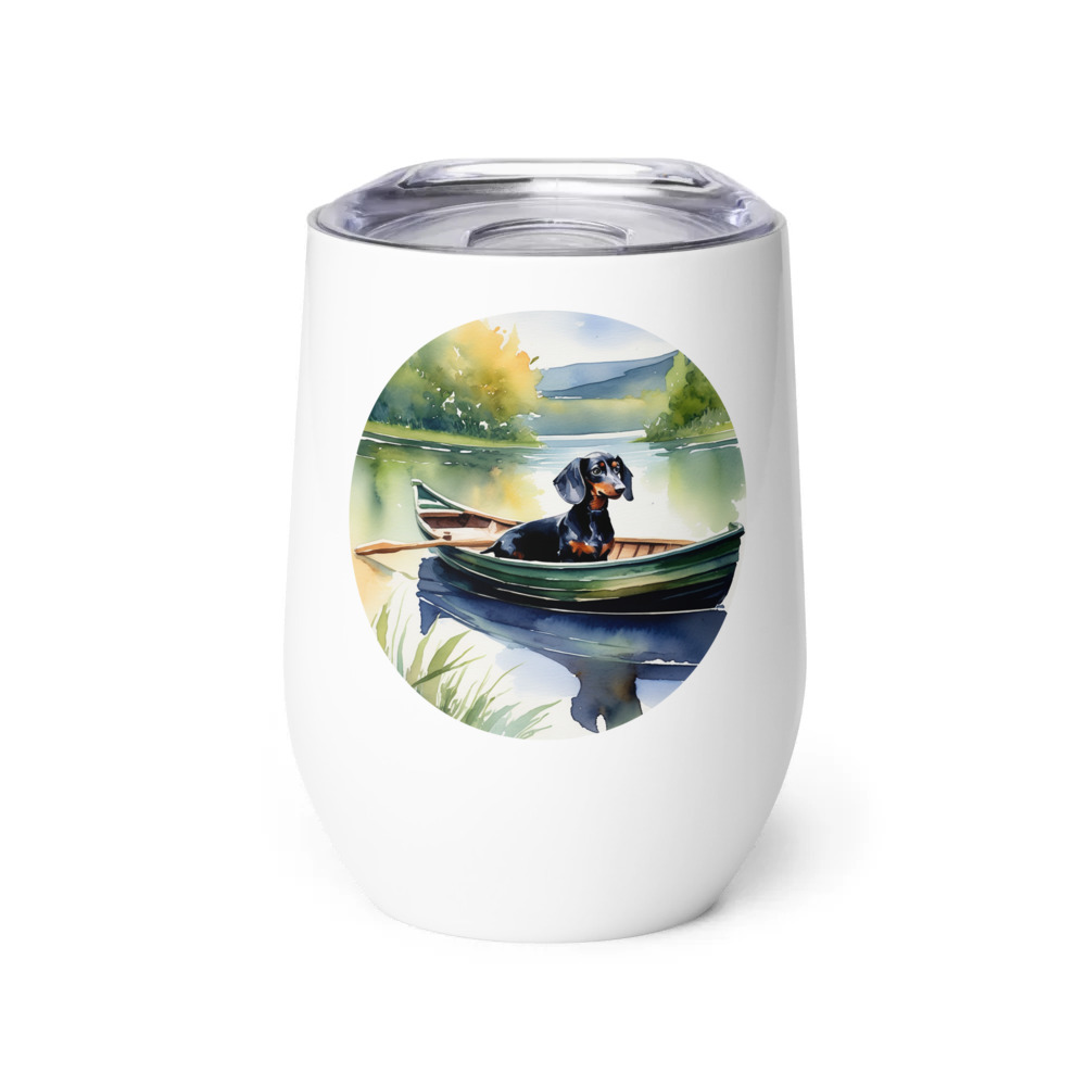 PugMug Custom Black Dachshund Wine Tumbler