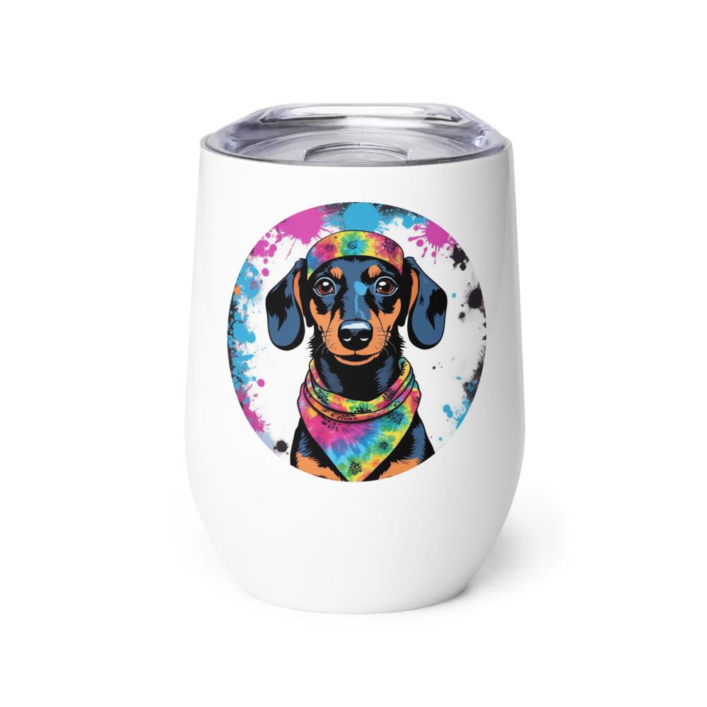 PugMug Custom Black Dachshund Wine Tumbler