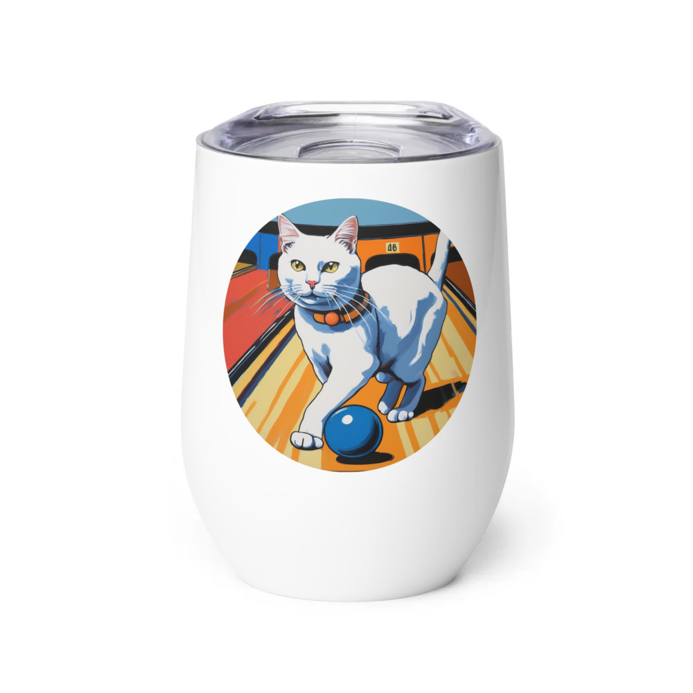 PugMug Custom White Companion Cat Wine Tumbler