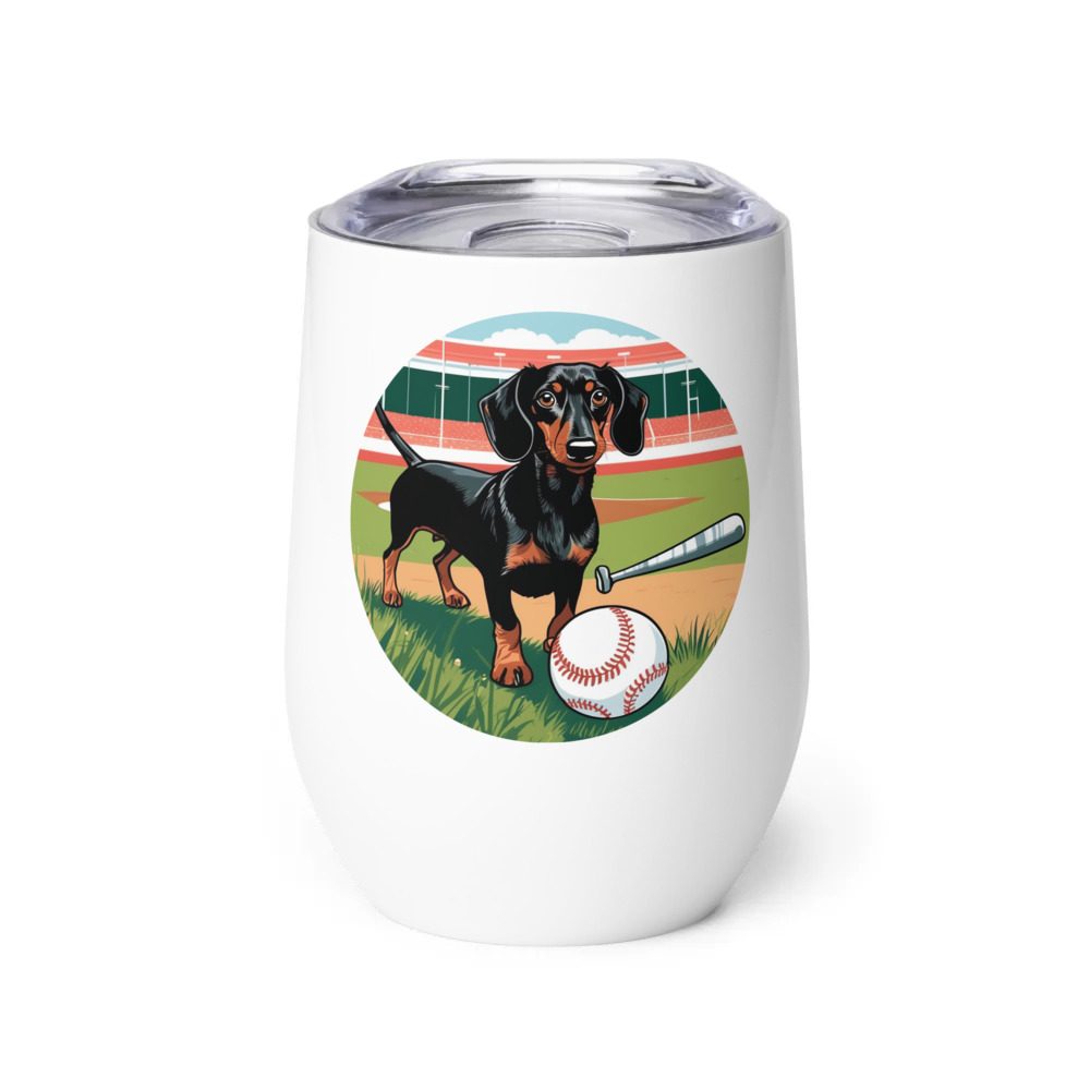 PugMug Custom Black Dachshund Wine Tumbler