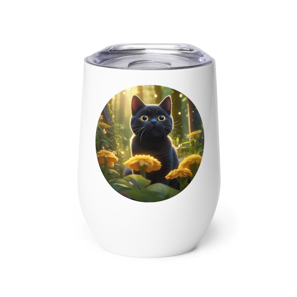 PugMug Custom Black British Shorthair Cat Wine Tumbler