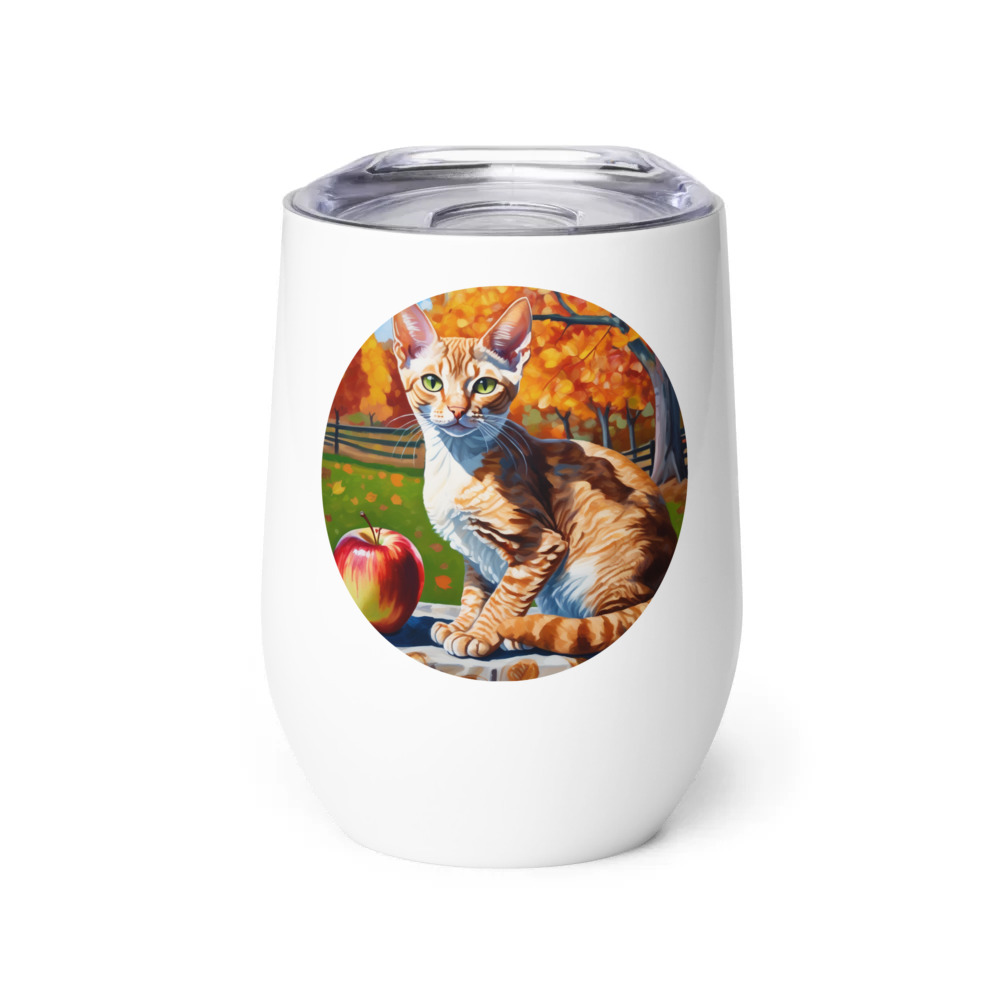 PugMug Custom Tabby Devon Rex Cat Wine Tumbler