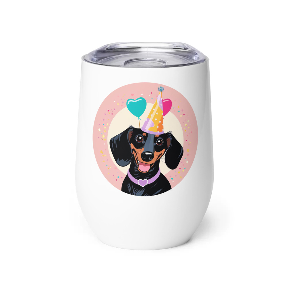 PugMug Custom Black Dachshund Wine Tumbler