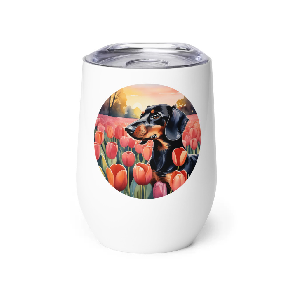 PugMug Custom Black Dachshund Wine Tumbler