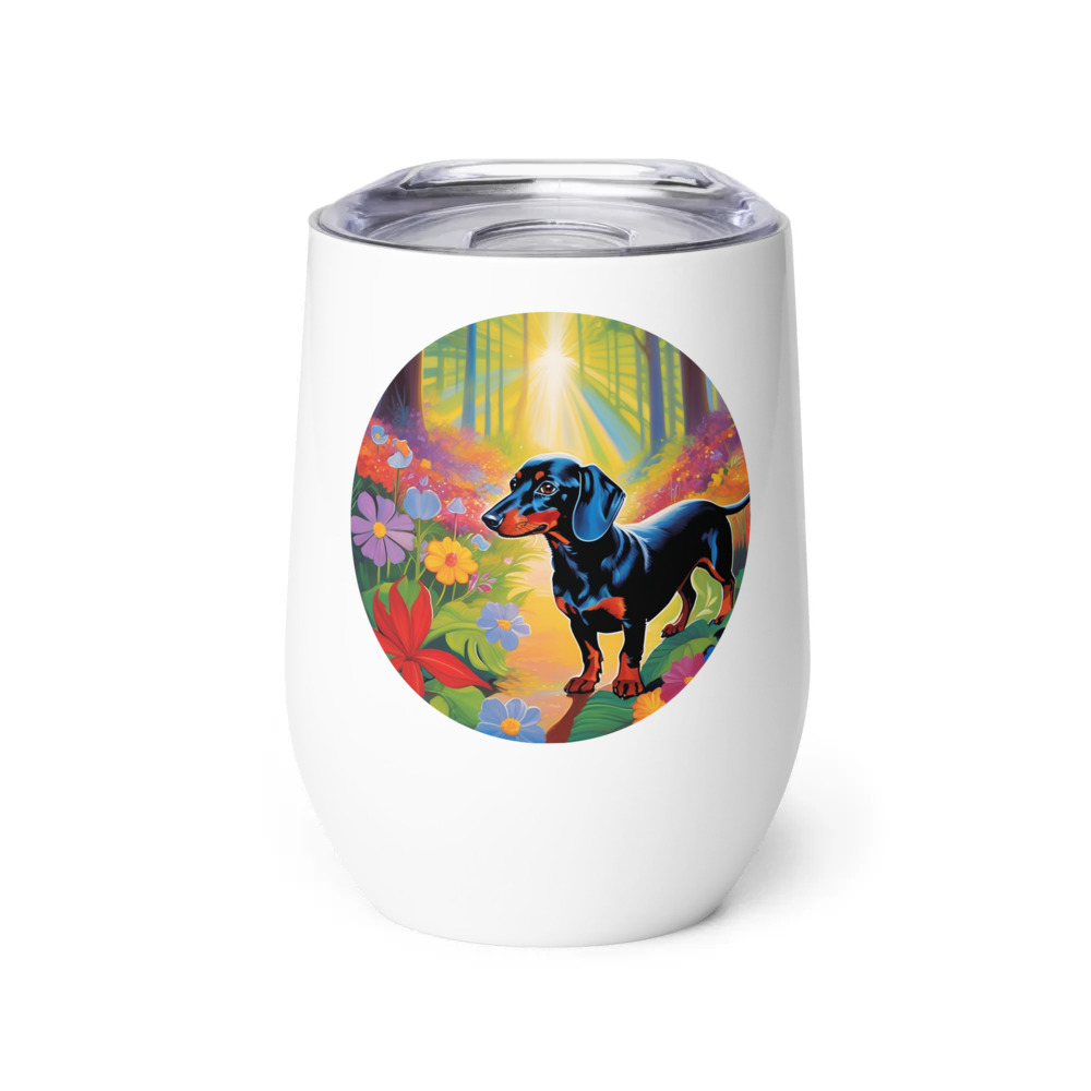 PugMug Custom Black Dachshund Wine Tumbler