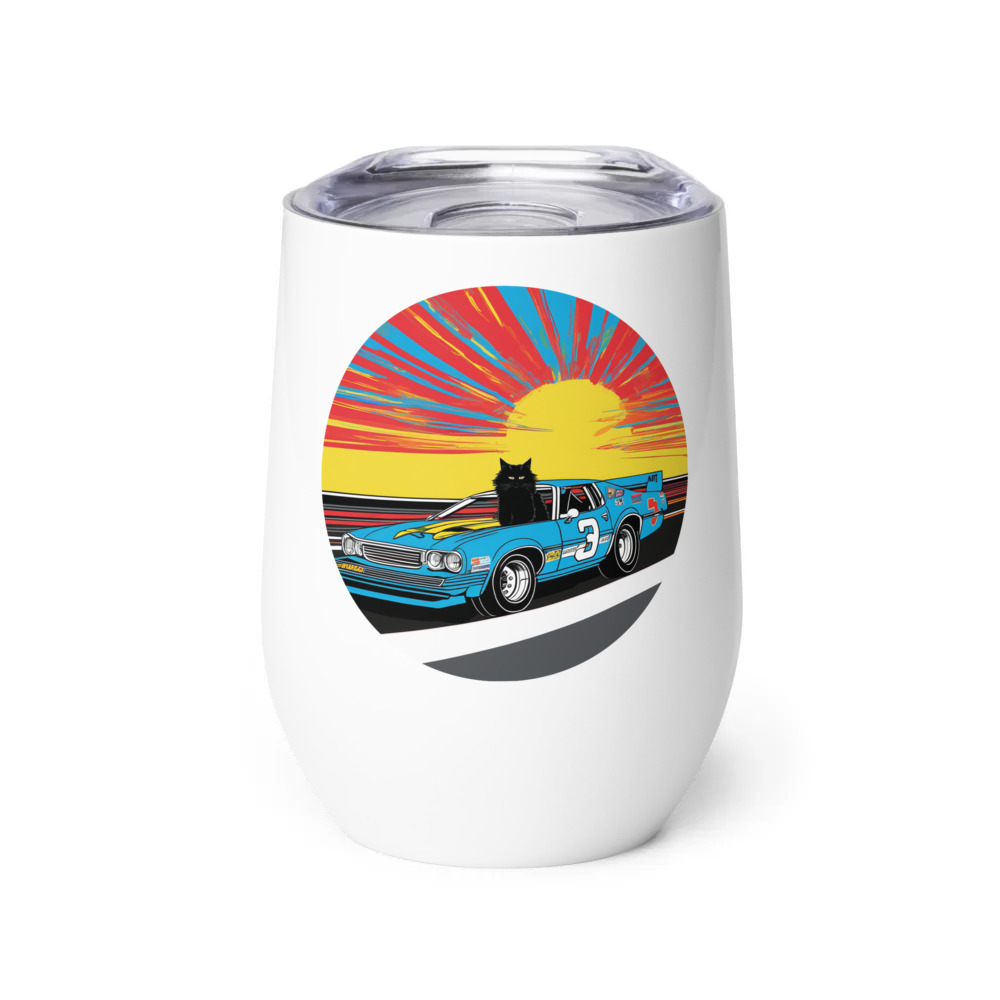 PugMug Custom Black Maine Coon Cat Wine Tumbler