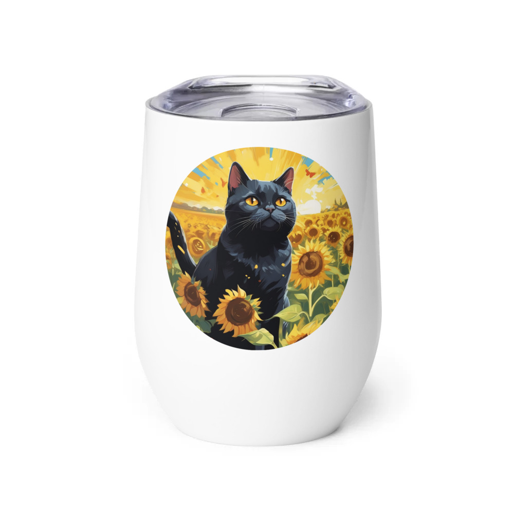 PugMug Custom Black British Shorthair Cat Wine Tumbler