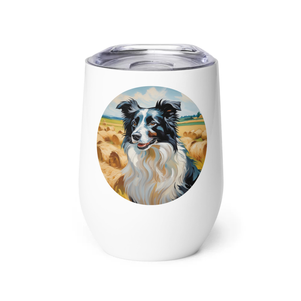 PugMug Custom Border Collie Wine Tumbler