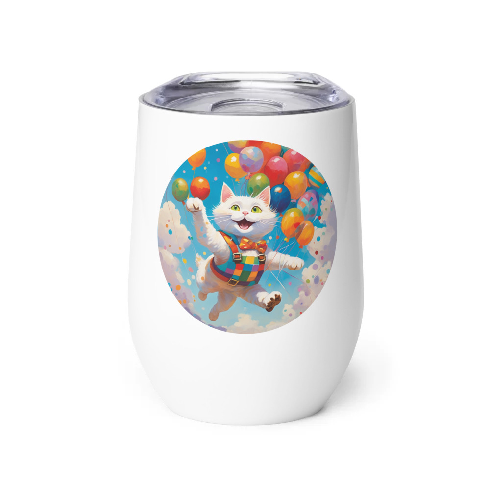 PugMug Custom White Companion Cat Wine Tumbler