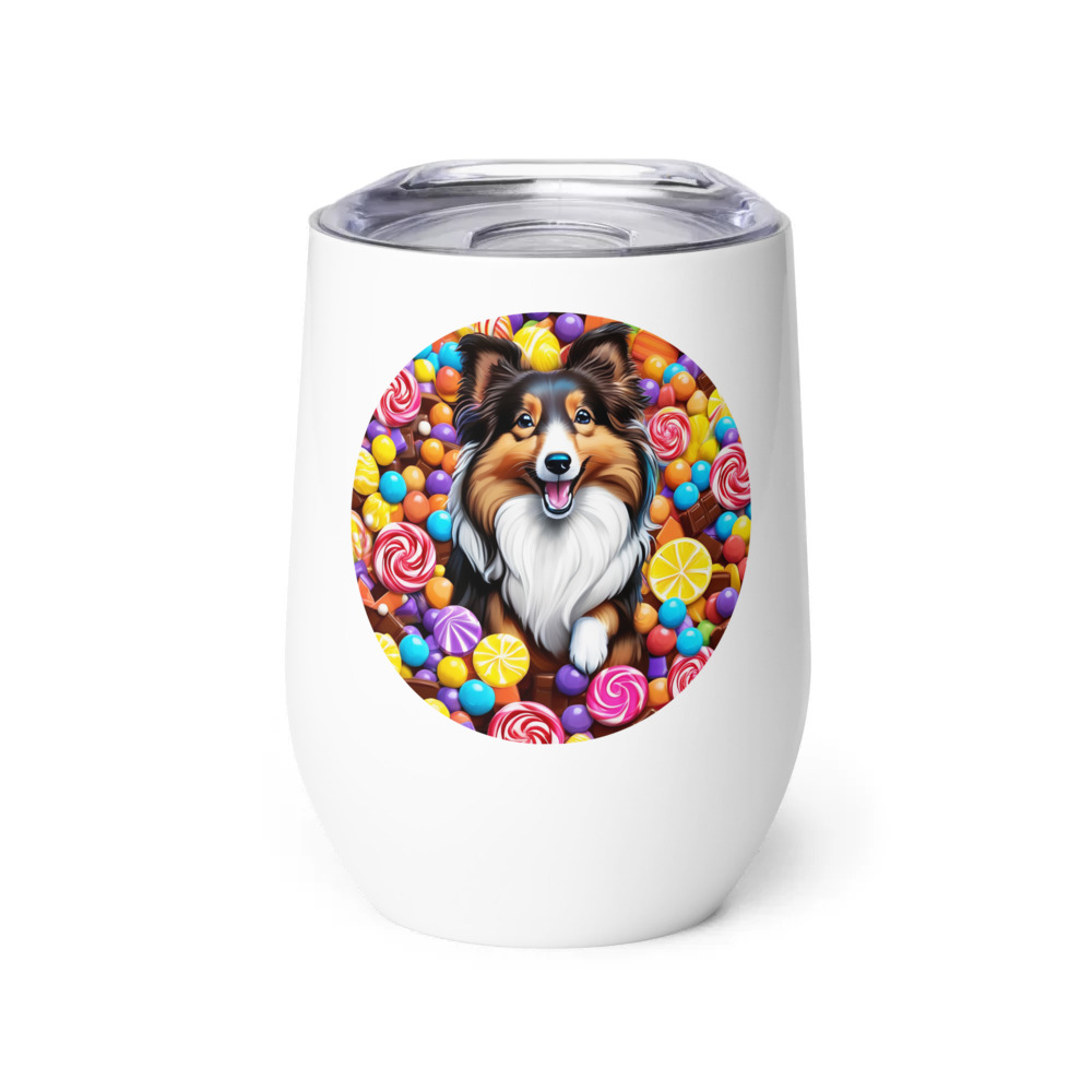 PugMug Custom Shetland Sheepdog Wine Tumbler
