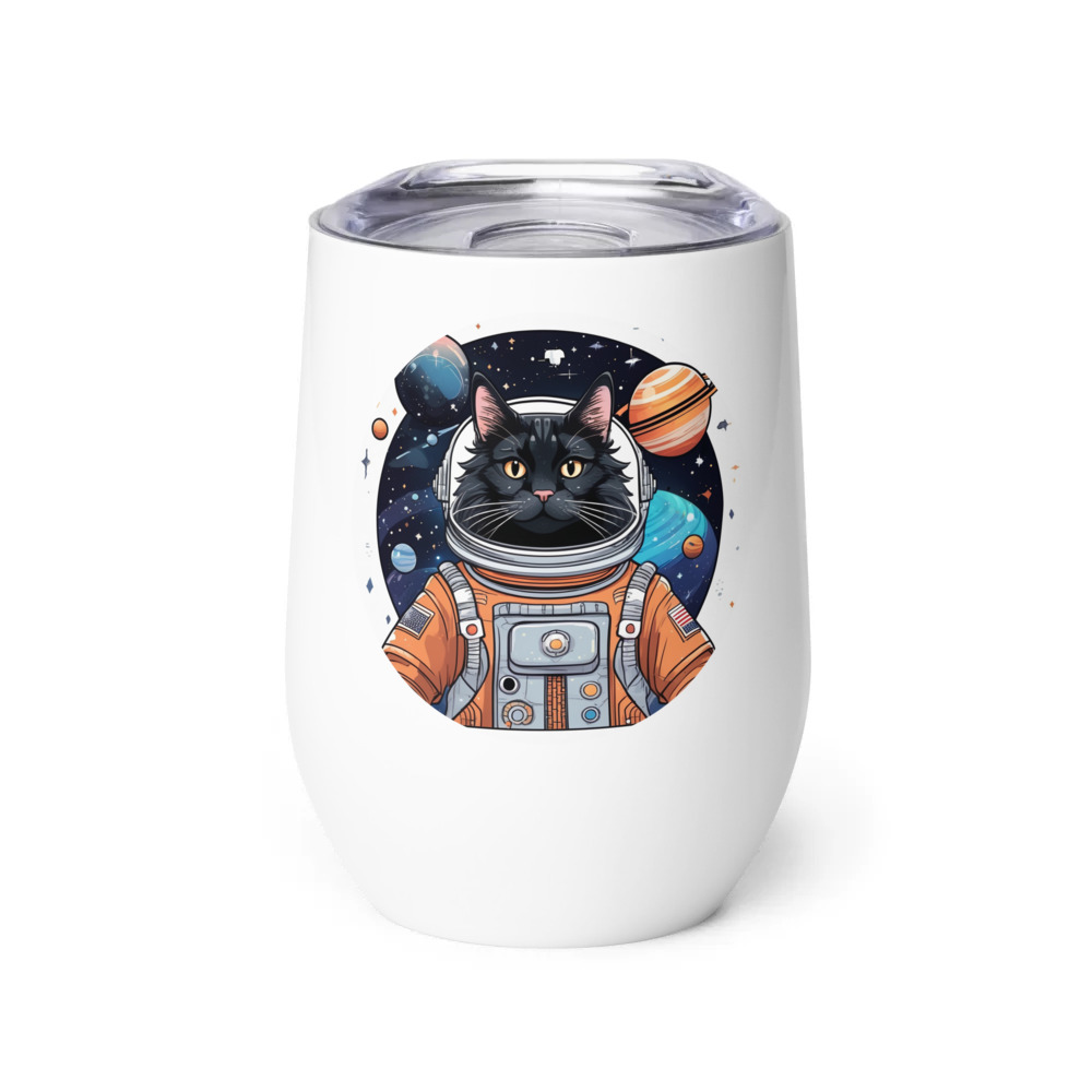 PugMug Custom Black Maine Coon Cat Wine Tumbler