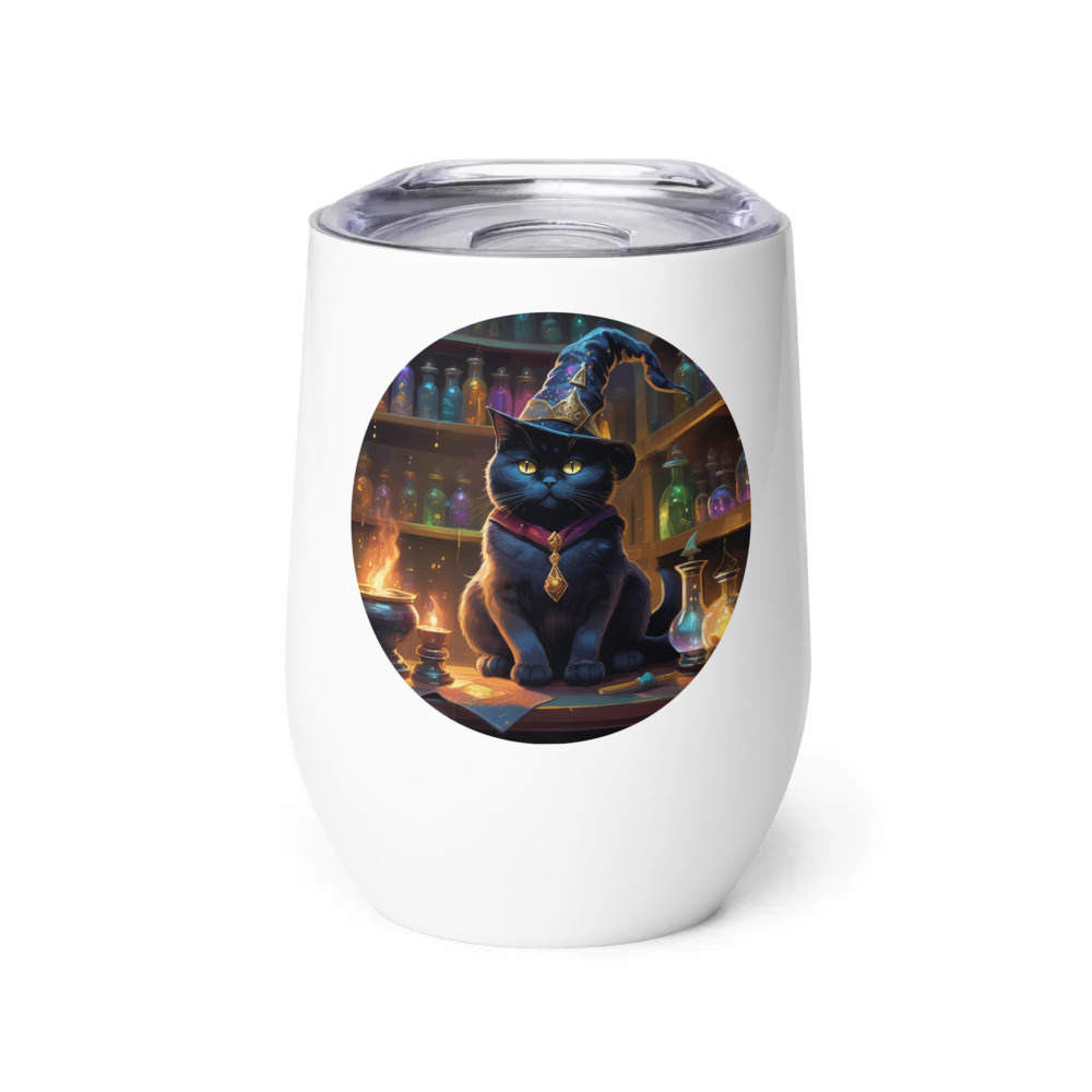 PugMug Custom Black British Shorthair Cat Wine Tumbler