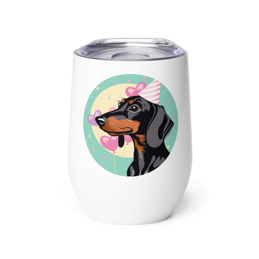 PugMug Custom Black Dachshund Wine Tumbler
