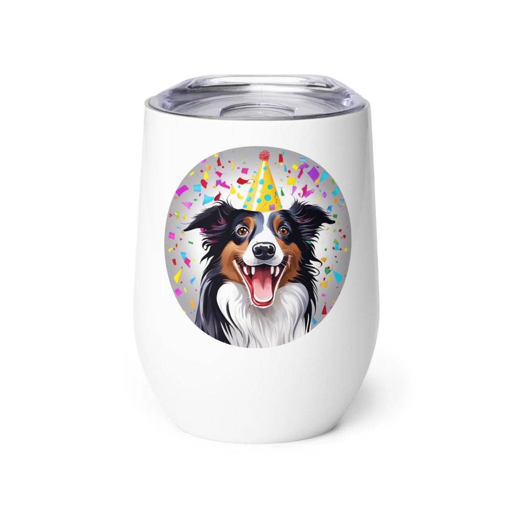 PugMug Custom Border Collie Wine Tumbler