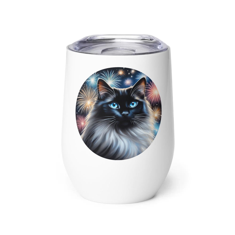 PugMug Custom Black Ragdoll Cat Wine Tumbler