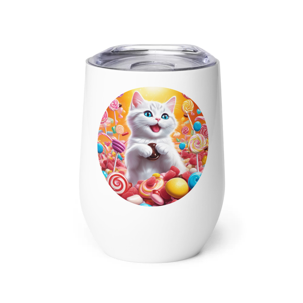 PugMug Custom White Companion Cat Wine Tumbler