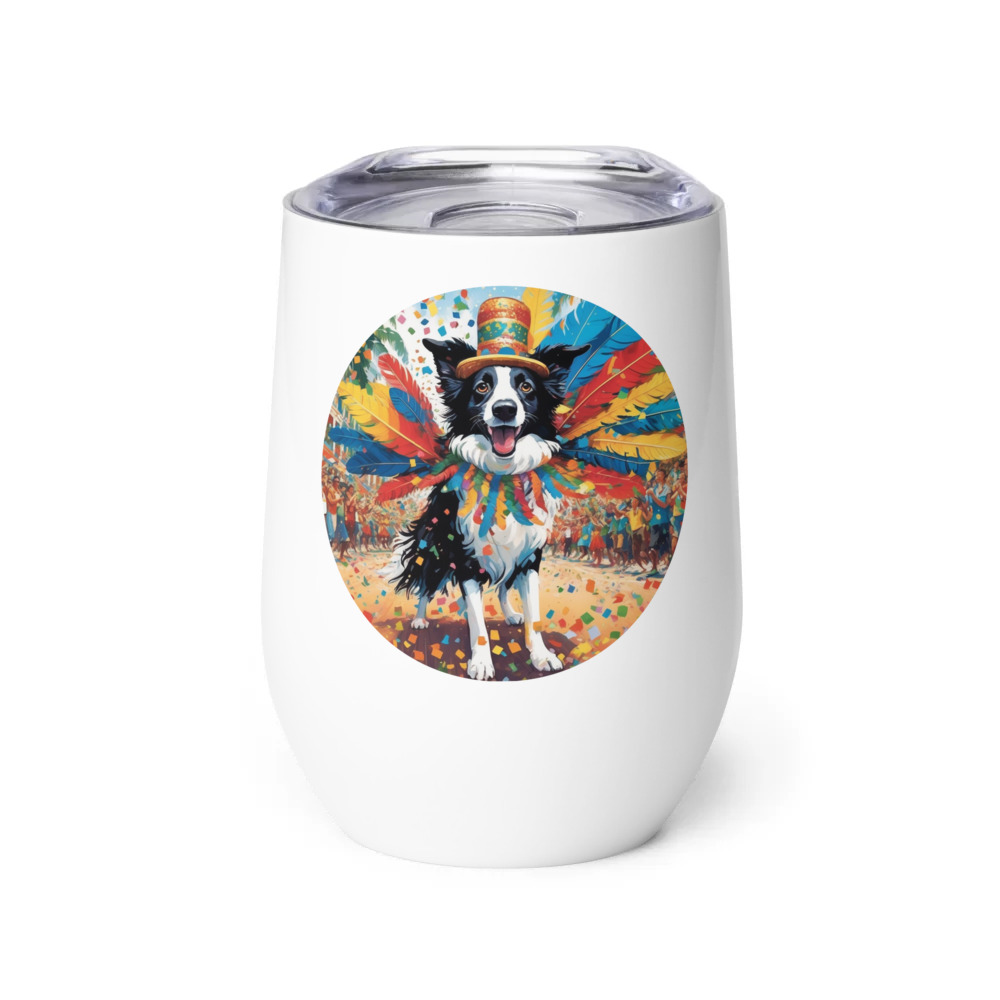 PugMug Custom Border Collie Wine Tumbler