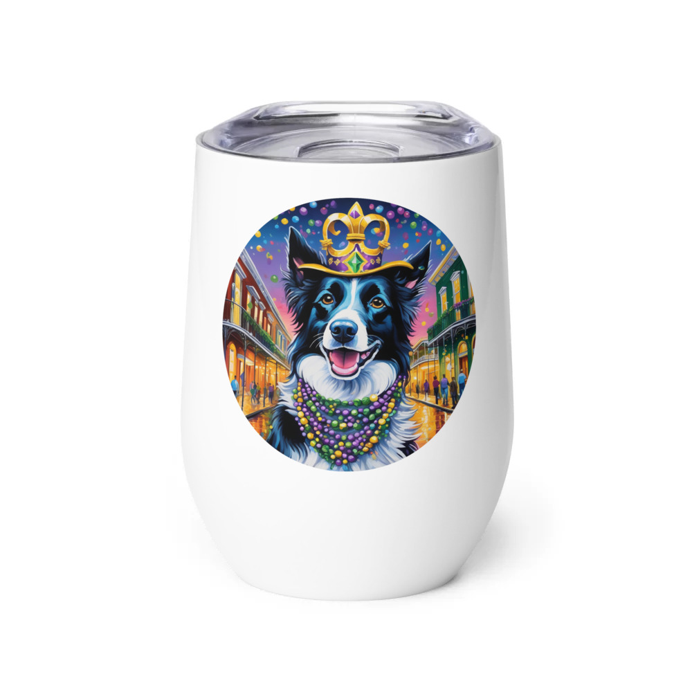 PugMug Custom Border Collie Wine Tumbler