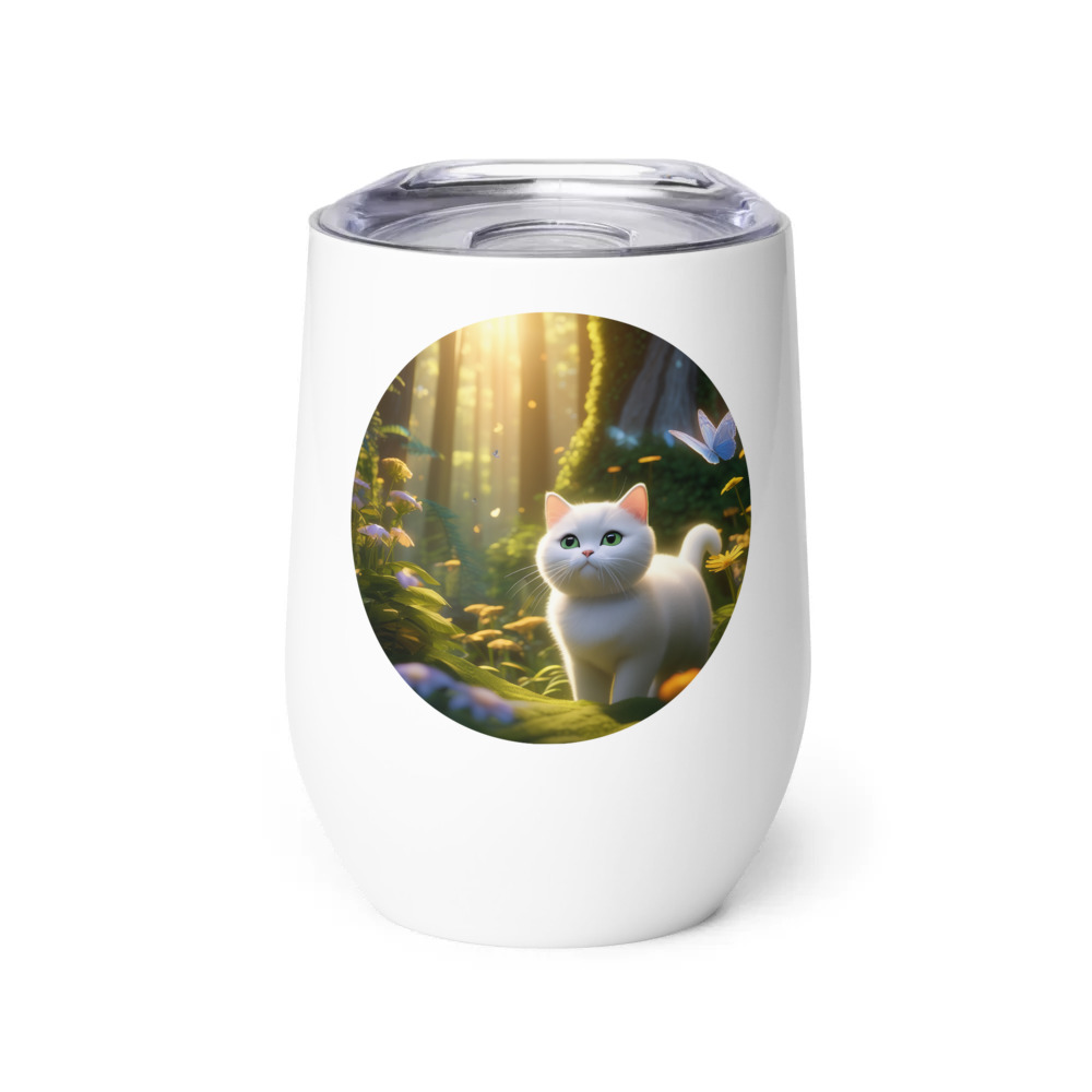 PugMug Custom White British Shorthair Cat Wine Tumbler