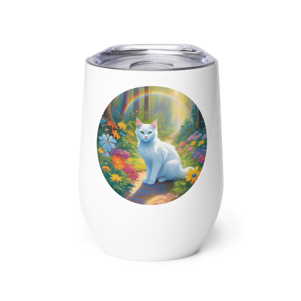PugMug Custom White Companion Cat Wine Tumbler