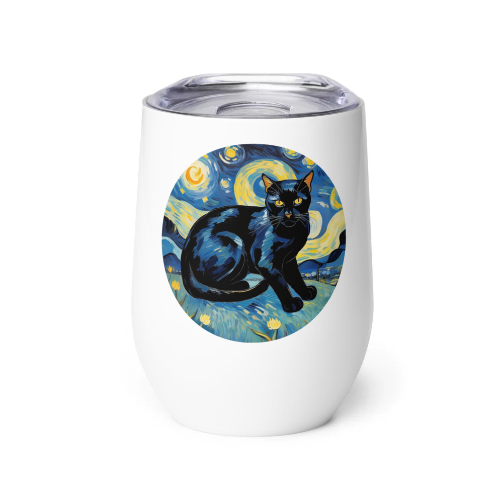 PugMug Custom Black Exotic Cat Wine Tumbler